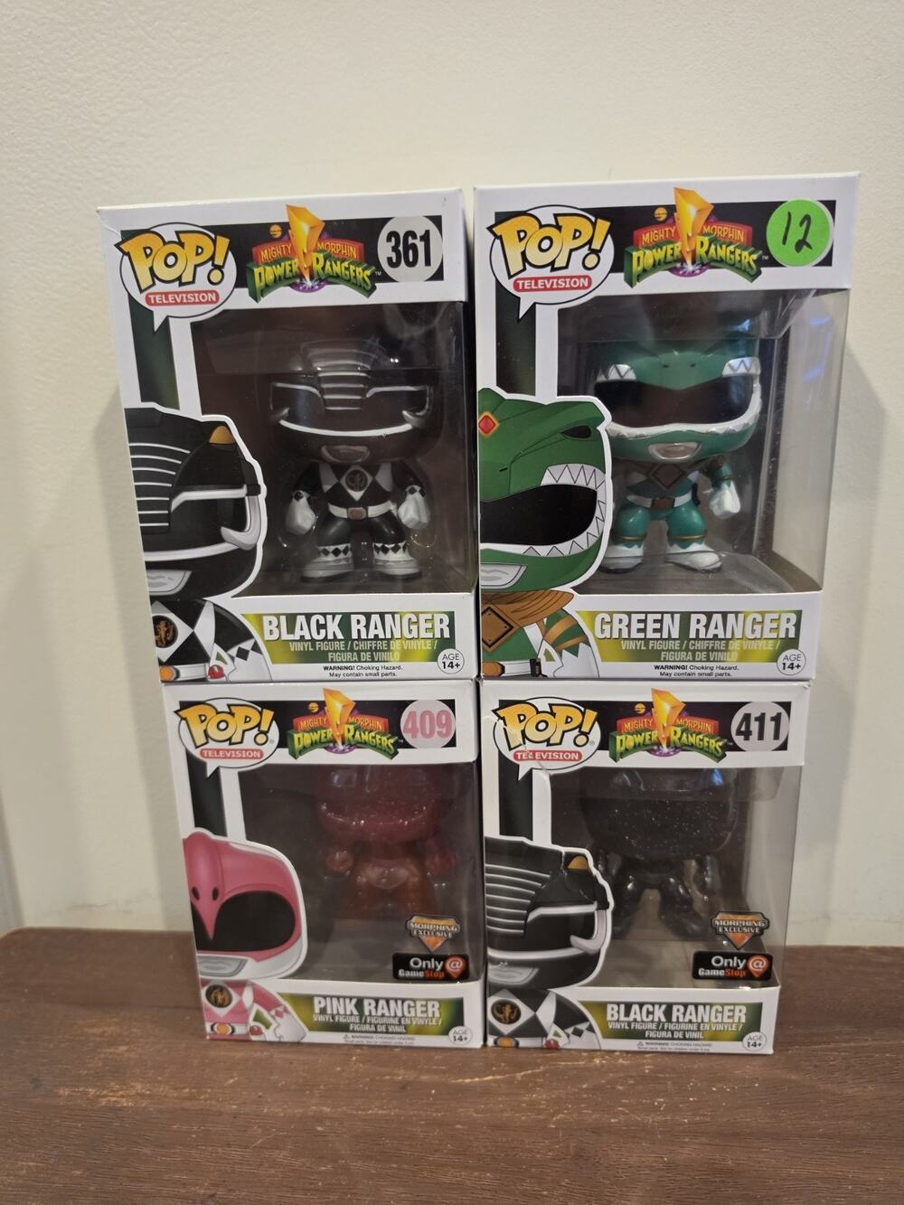 Funko Pop Mighty Morphin Power Rangers Bundle 4 Pack Black Green Pink Rangers